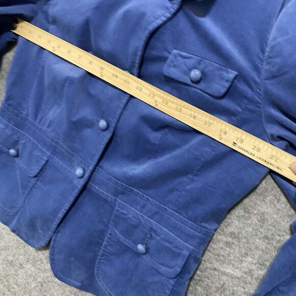 Talbots Velour Peplum Jacket Blazer Women Sz 14 Blue Pockets Lined Career Casual - Picture 6 of 7